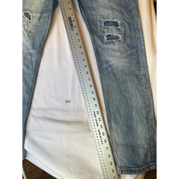 Nineteen Men Skinny Straight Jeans size 32 Blue Mid Rise Frayed Boot Cut - Picture 4 of 10